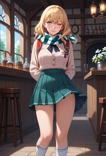 kantai_collection,graf_zeppelin_(kancolle),spring,student uniform,light cardigan  - AI generated anime art