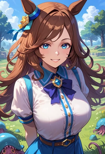 umamusume,grass_wonder_(umamusume),polo shirt,tennis skirt  - AI generated anime art