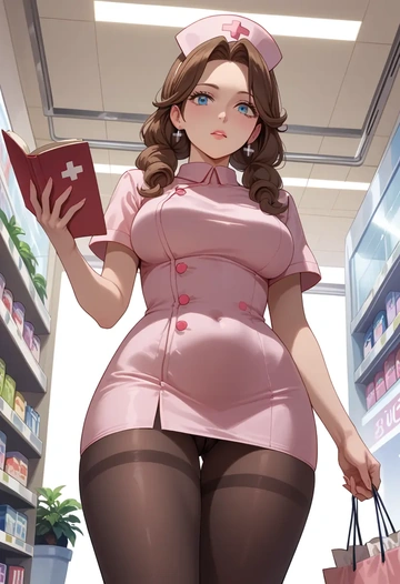 pokemon,green_(pokemon),nurse pantyhose,mini skirt, sexy  - AI generated anime art