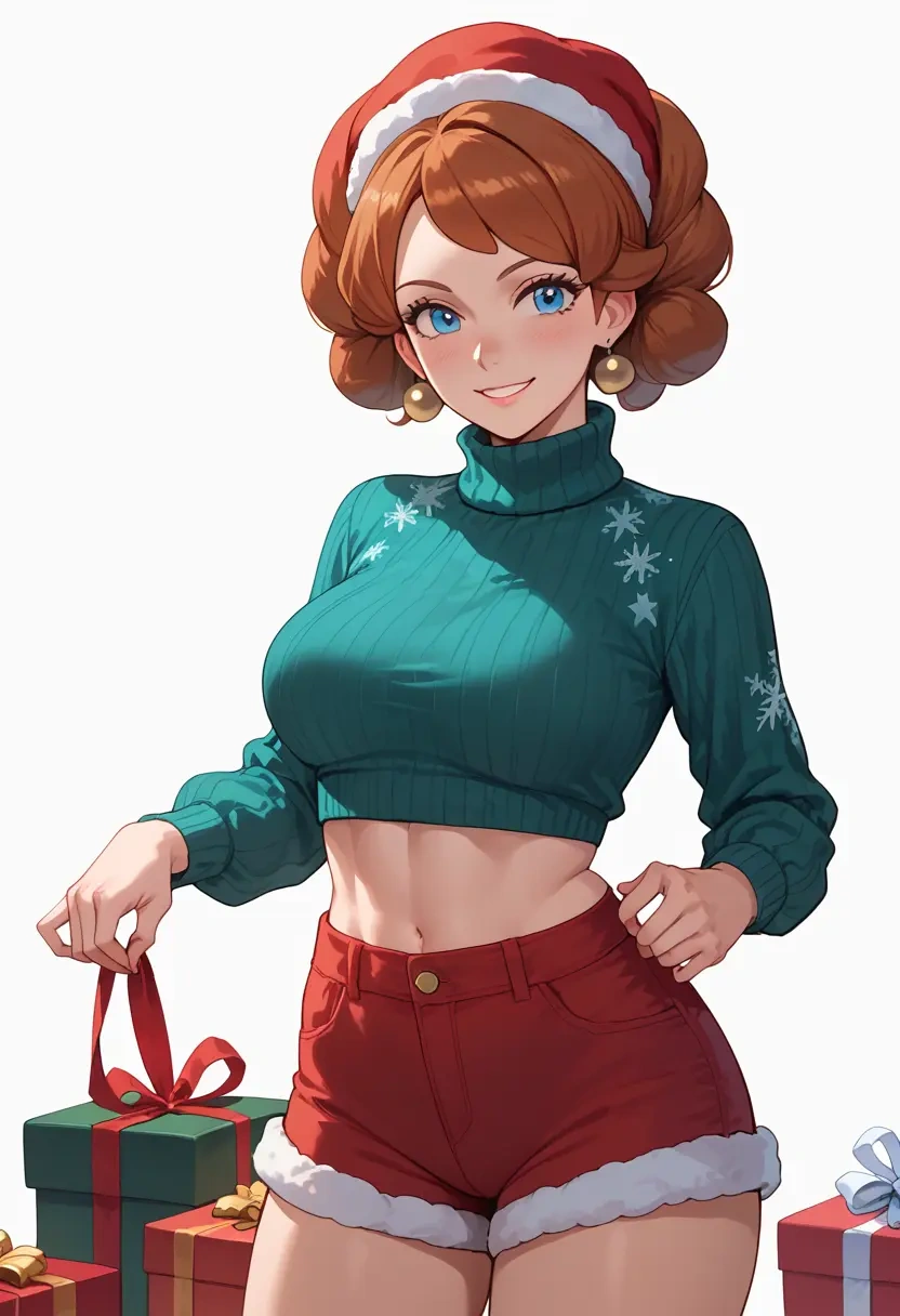 pokemon,green_(pokemon),Christmas,red velvet shorts,turtleneck sweater  - 