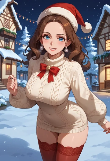 pokemon,green_(pokemon),Christmas,sweater dress,stockings  - AI generated anime art