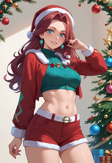 pokemon,green_(pokemon),Christmas,red velvet shorts  - AI generated anime art