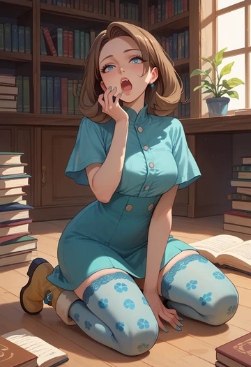 pokemon,green_(pokemon),shirt dress,belted,stockings  - AI generated anime art