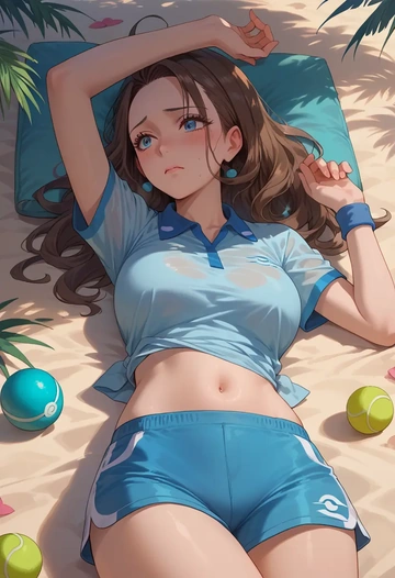 pokemon,green_(pokemon),tennis polo,skort  - AI generated anime art