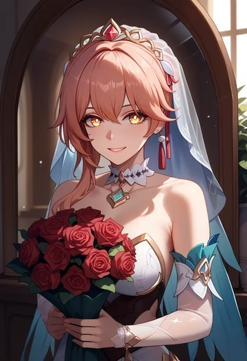 hair flower,high ponytail,wedding  - AI generated anime art