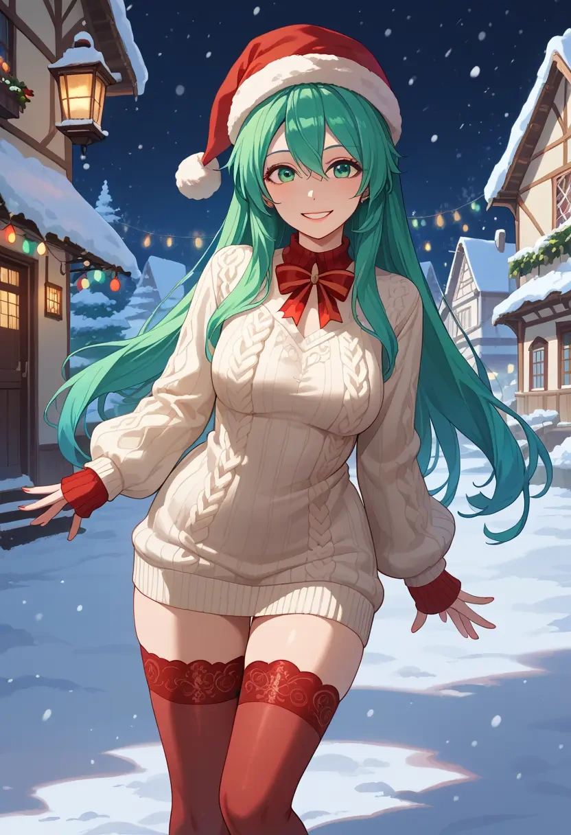 vocaloid,gumi,Christmas,sweater dress,stockings  - 