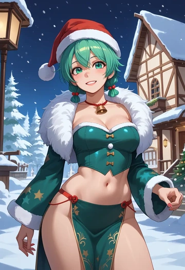 vocaloid,gumi,Christmas,dress  - AI generated anime art