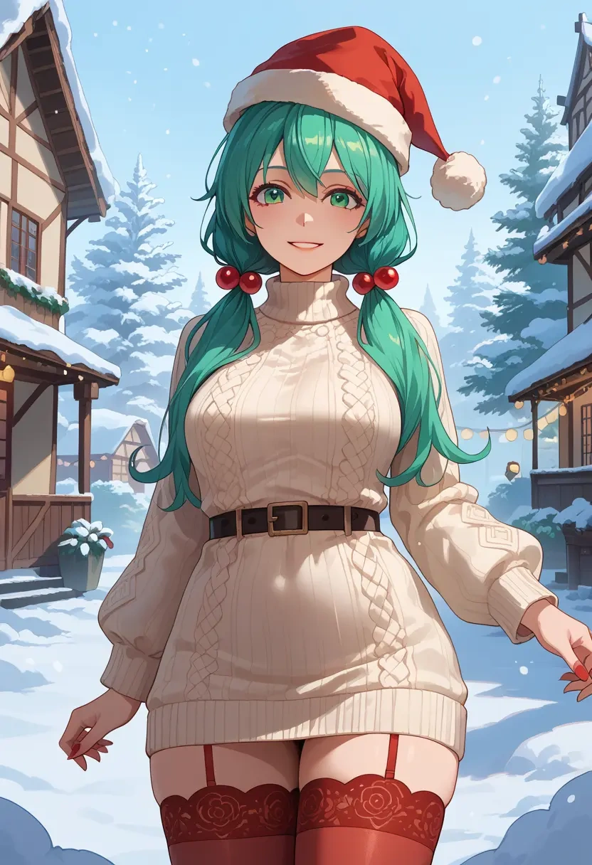 vocaloid,gumi,Christmas,sweater dress,stockings  - 