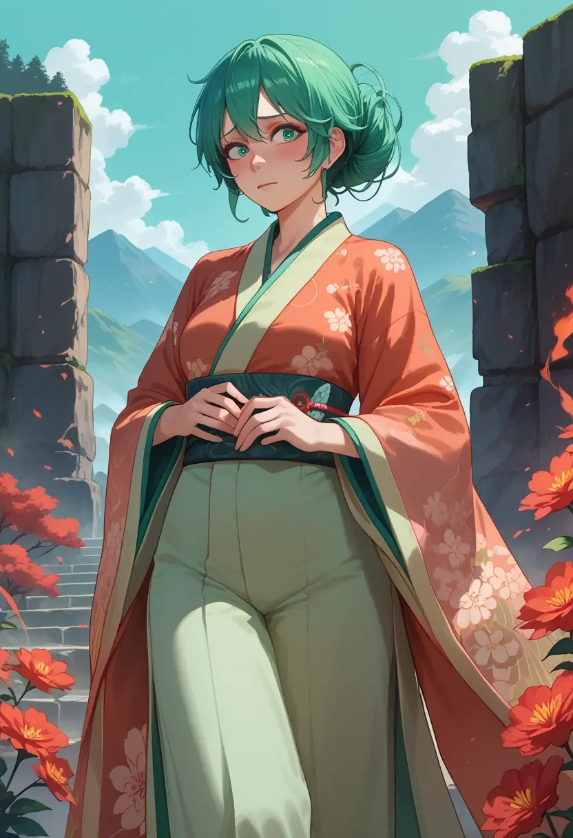 vocaloid,gumi,kimono,silk,wide-leg trousers  - 