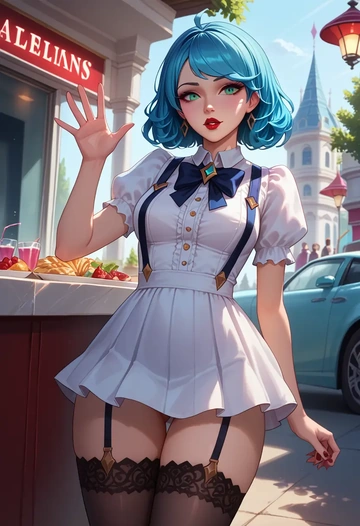 league_of_legends,gwen_(league_of_legends),secretary,stockings  - AI generated anime art