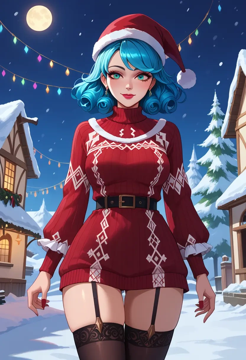 league_of_legends,gwen_(league_of_legends),sweater,stockings,Thigh garters  - 