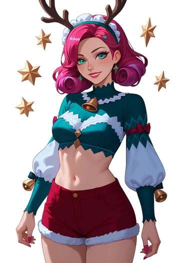 league_of_legends,gwen_(league_of_legends),Christmas,red velvet shorts  - AI generated anime art