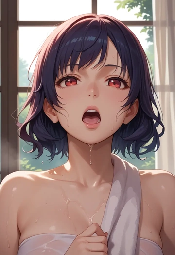 monogatari_(series),hachikuji_mayoi,towel,sexy  - AI generated anime art