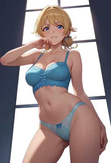 idolmaster,hachimiya_meguru,lingerie  - AI generated anime art