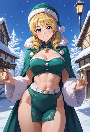 idolmaster,hachimiya_meguru,Christmas,dress  - AI generated anime art