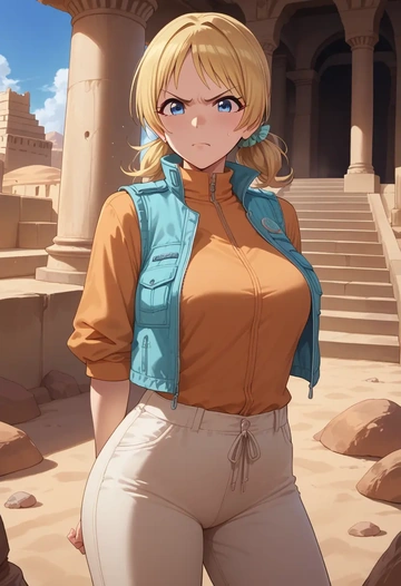 idolmaster,hachimiya_meguru,vest,quilted,jogger pants  - AI generated anime art