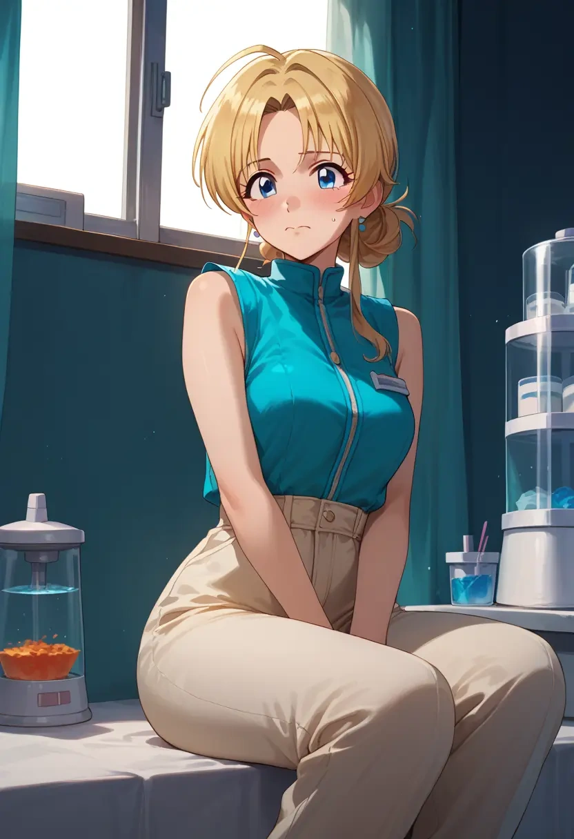 idolmaster,hachimiya_meguru,jumpsuit,sleeveless,flare pants  - 