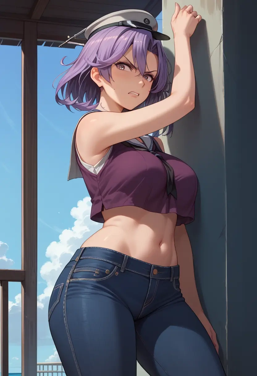 kantai_collection,hagikaze_(kancolle),crop top  - 