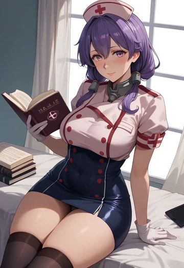 kantai_collection,hagikaze_(kancolle),nurse pantyhose,mini skirt, sexy  - AI generated anime art