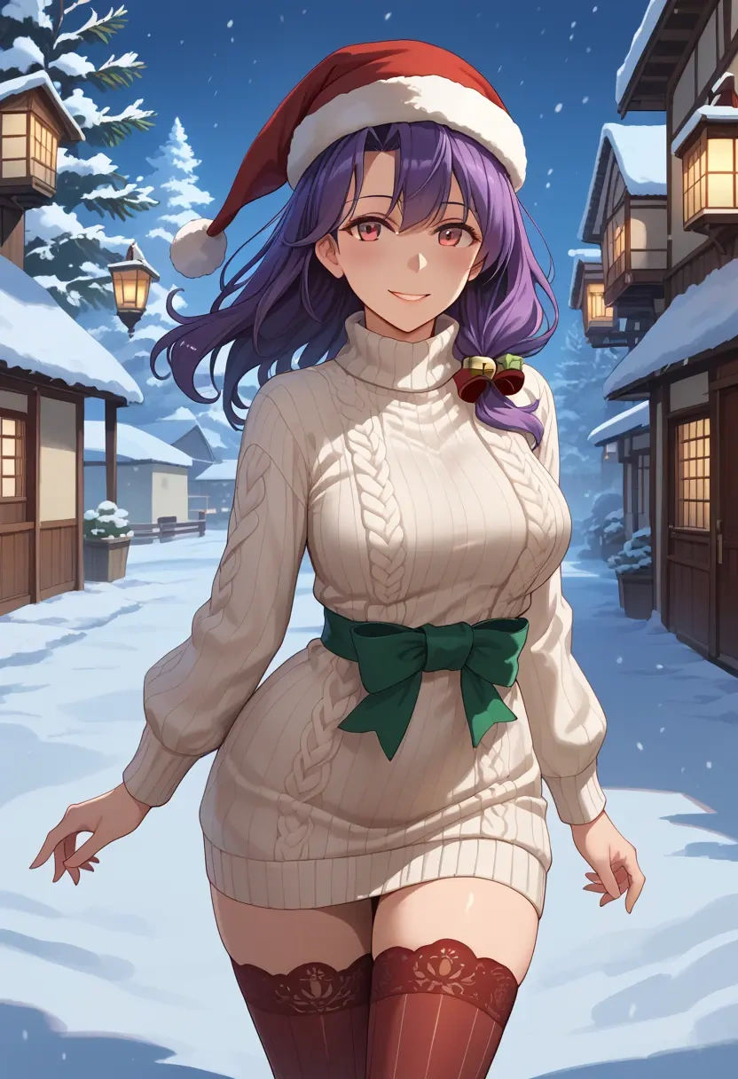 kantai_collection,hagikaze_(kancolle),Christmas,sweater dress,stockings  - 