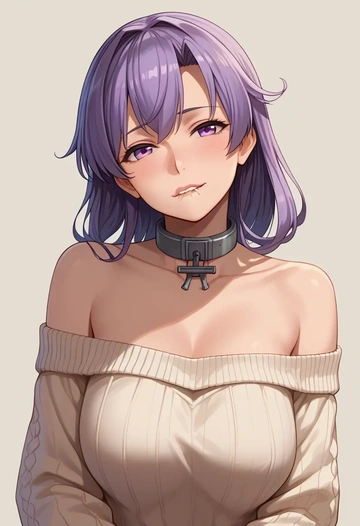 kantai_collection,hagikaze_(kancolle),sweater,off-shoulder,collar  - AI generated anime art