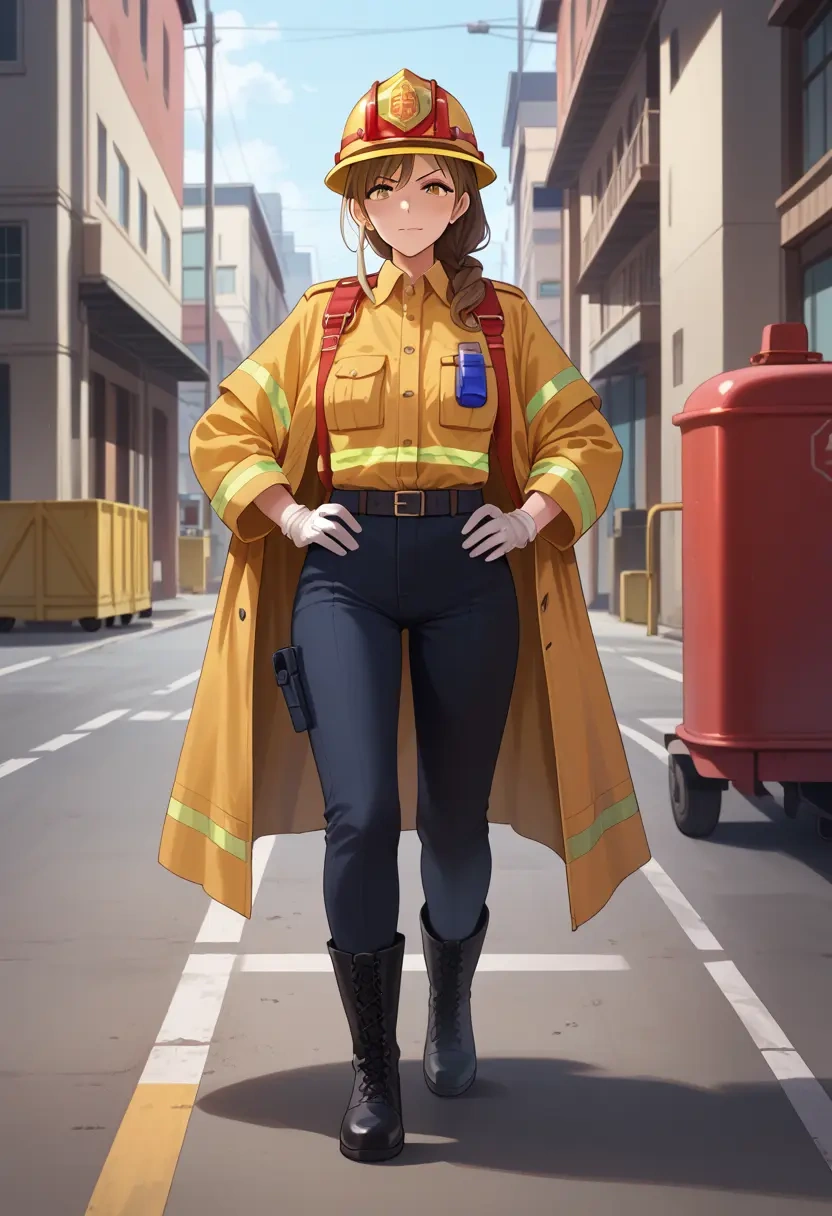 idolmaster,hagiwara_yukiho,firefighter  - 