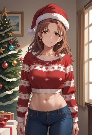 idolmaster,hagiwara_yukiho,Christmas  - AI generated anime art