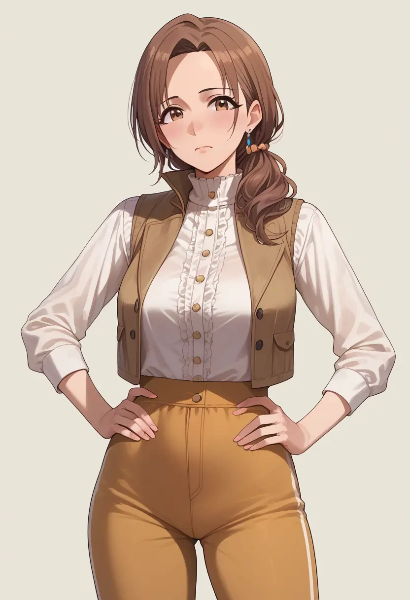 idolmaster,hagiwara_yukiho,vest,quilted,jogger pants  - 