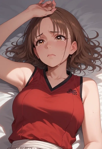 idolmaster,hagiwara_yukiho,sports vest,capri leggings  - AI generated anime art