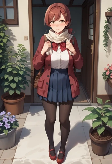 kantai_collection,haguro_(kancolle),winter,student uniform,cardigan  - AI generated anime art