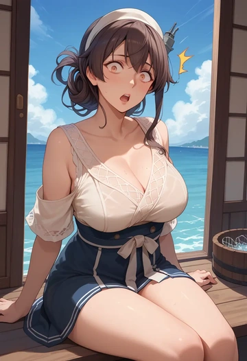 kantai_collection,haguro_(kancolle),sleeveless top,bike shorts  - AI generated anime art