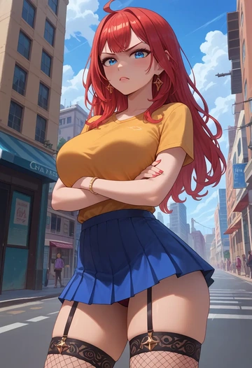 hololive,hakos_baelz,mini skirt, stockings  - AI generated anime art