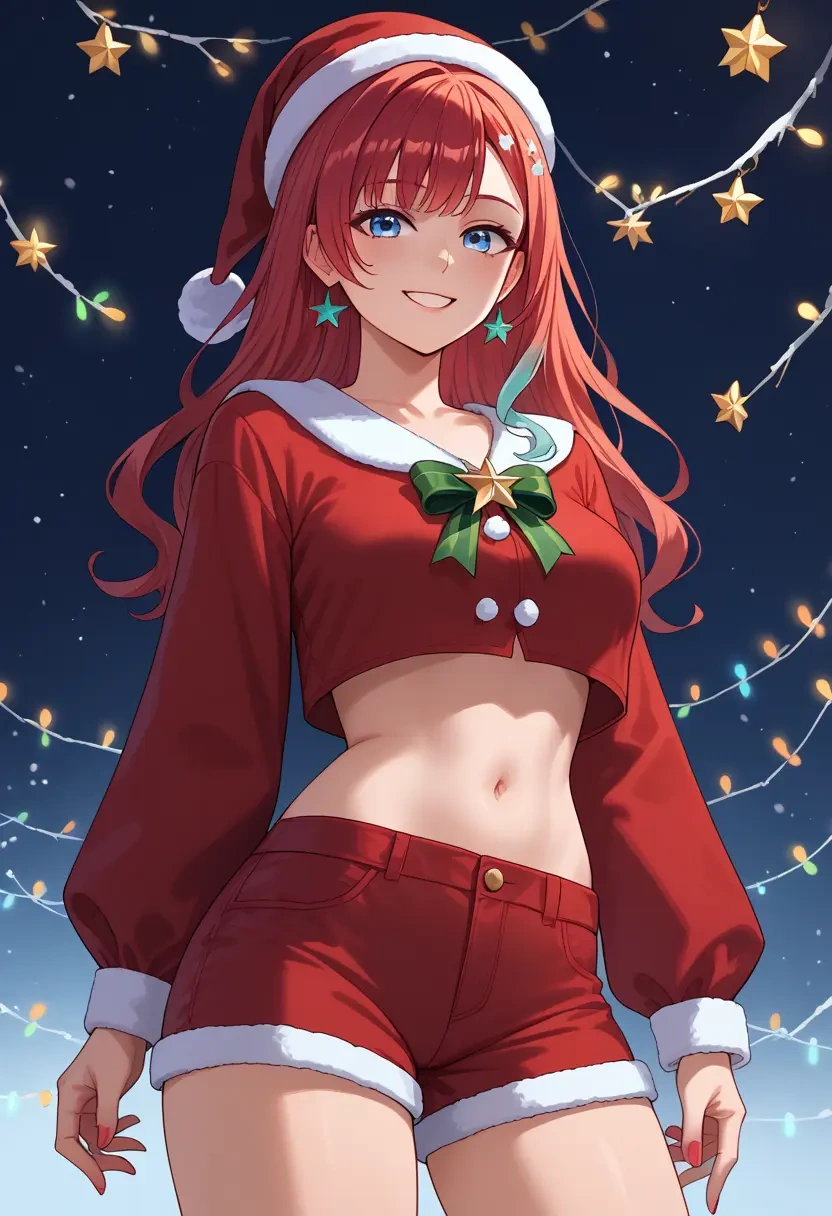 hololive,hakos_baelz,Christmas,red velvet shorts  - 