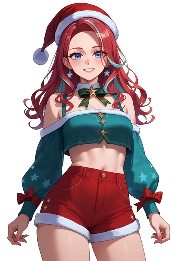 hololive,hakos_baelz,Christmas,red velvet shorts  - AI generated anime art