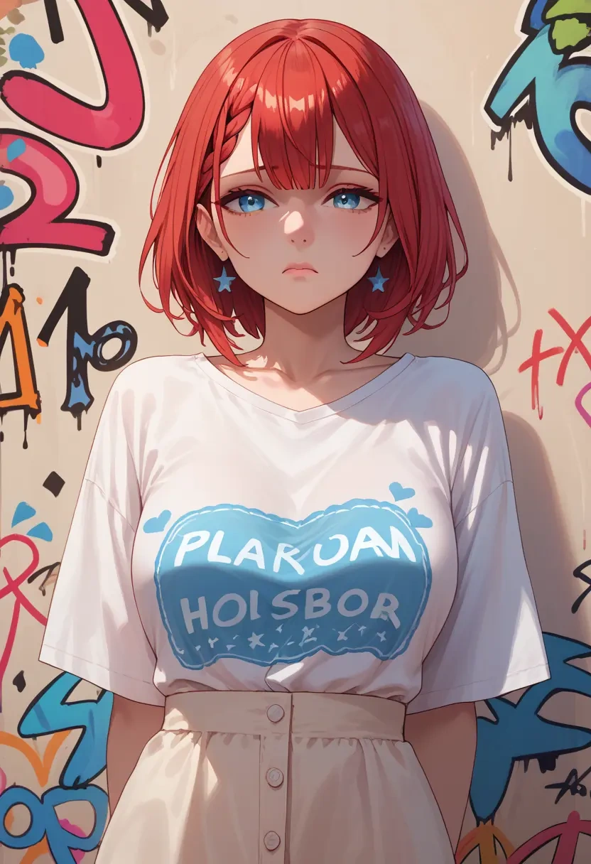 hololive,hakos_baelz,oversized graffiti shirt,dolphin shorts  - 