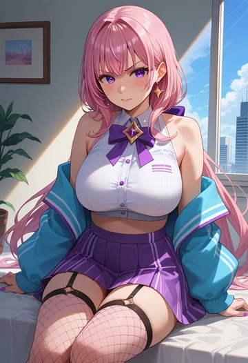 hololive,hakui_koyori_(1st_costume),mini skirt, stockings  - AI generated anime art