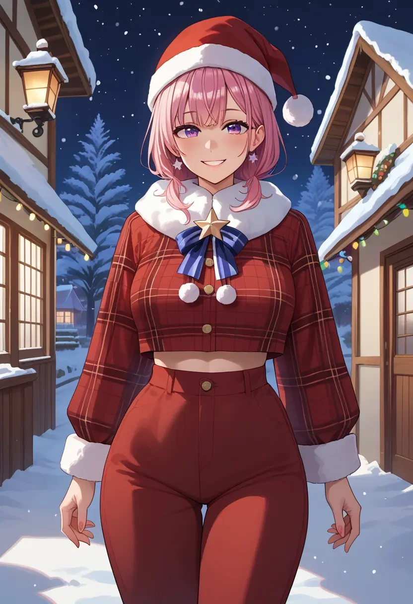 hololive,hakui_koyori_(1st_costume),Christmas,plaid trousers  - 