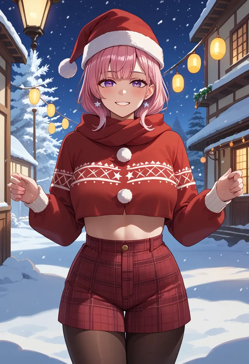 hololive,hakui_koyori,Christmas,plaid trousers  - 