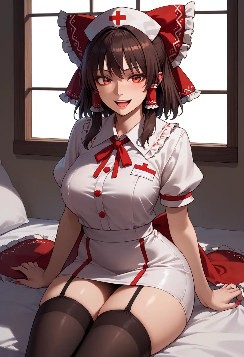 touhou,hakurei_reimu,nurse pantyhose,mini skirt, sexy  - 