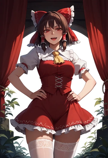 touhou,hakurei_reimu,Victorian-era,stockings,sexy  - AI generated anime art