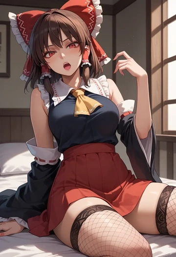 touhou,hakurei_reimu,secretary,stockings,sexy, panties  - AI generated anime art