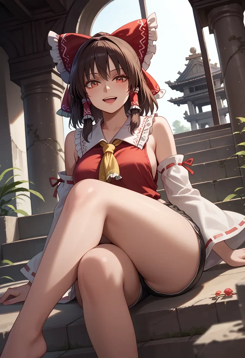 touhou,hakurei_reimu,leather,shorts  - 