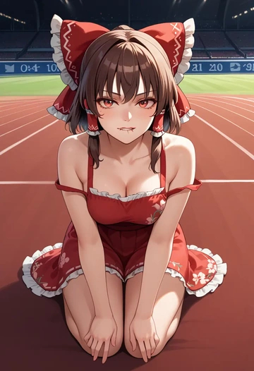 touhou,hakurei_reimu,silk slip dress,floral prints  - AI generated anime art