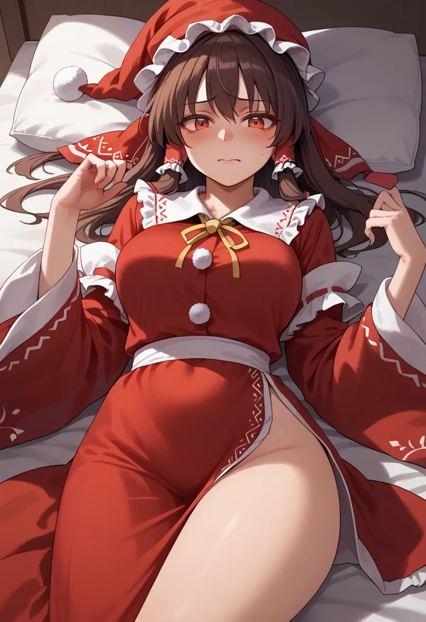 touhou,hakurei_reimu,Christmas,red velvet dress  - 