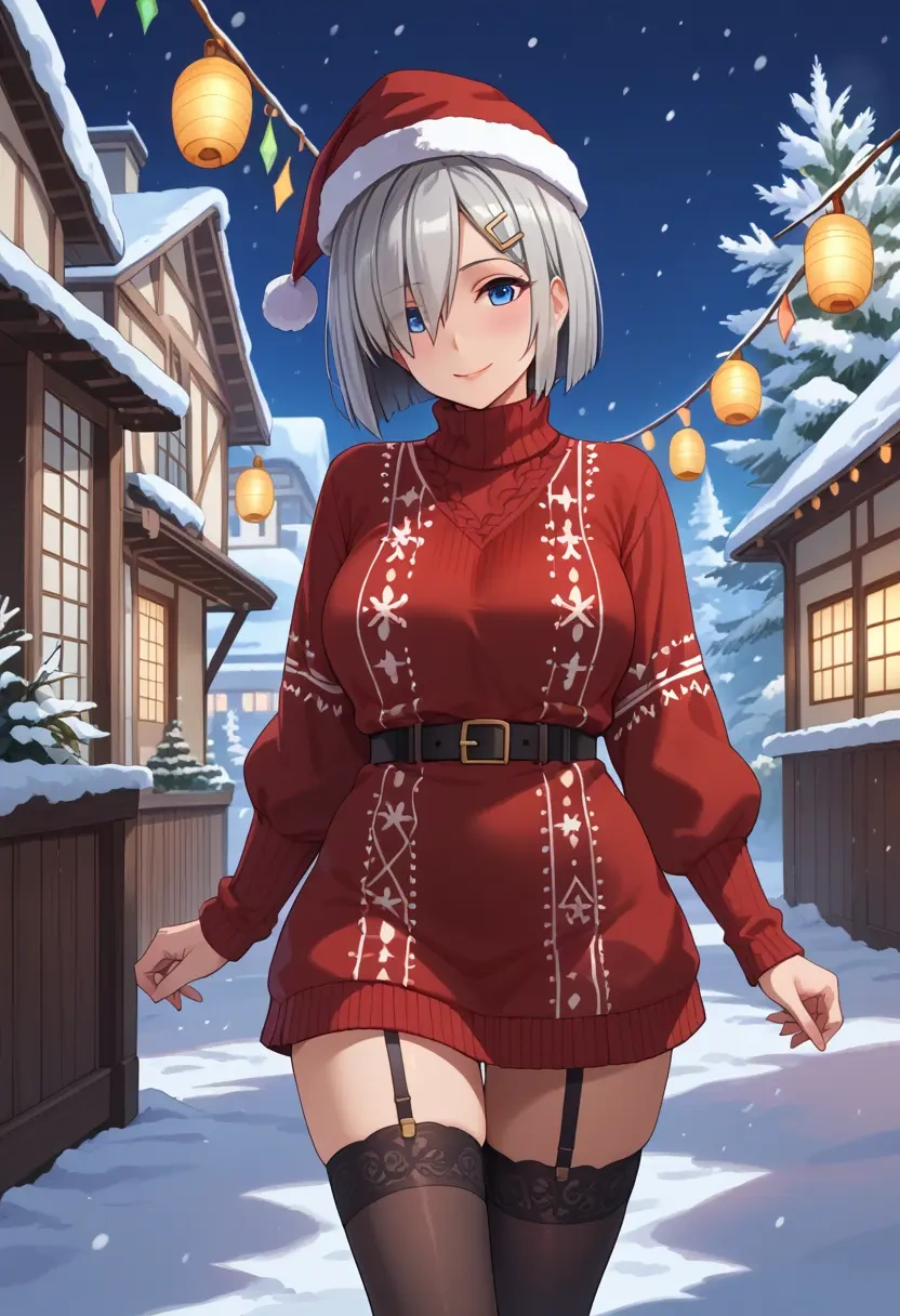 kantai_collection,hamakaze_(kancolle),sweater,stockings,Thigh garters  - 