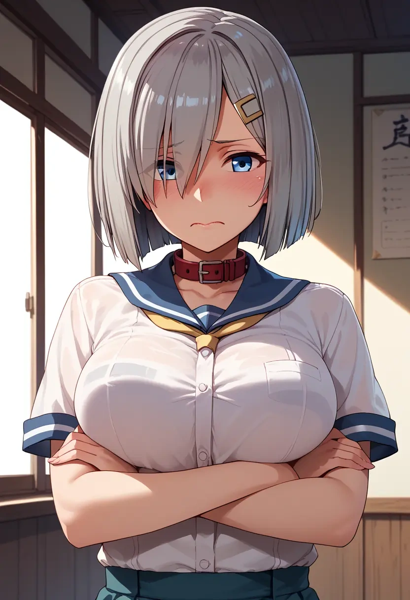 kantai_collection,hamakaze_(kancolle),polo shirt,tennis skirt  - 