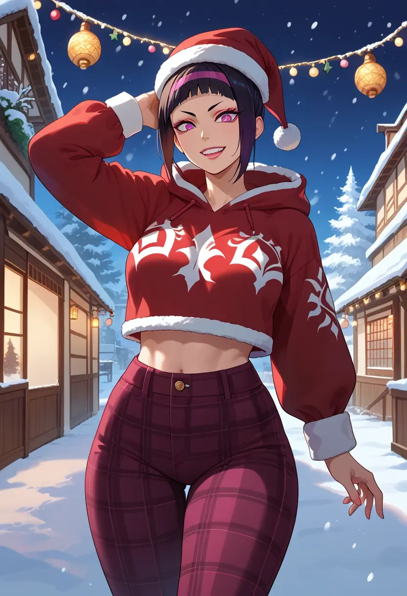 street_fighter,han_juri,Christmas,plaid trousers  - 