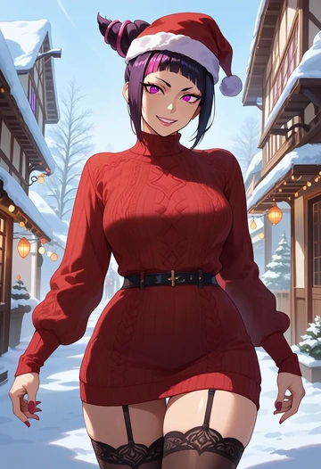 street_fighter,han_juri,sweater,stockings,Thigh garters  - AI generated anime art