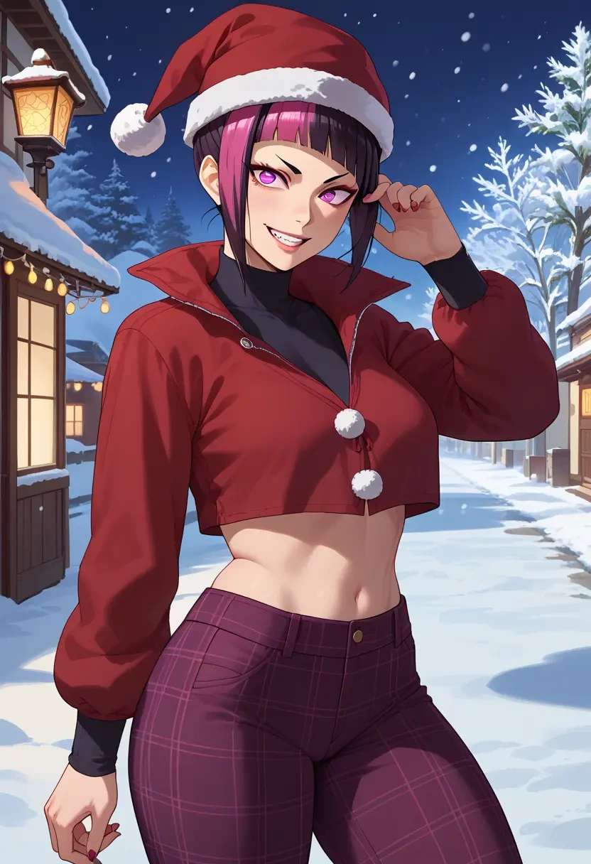 street_fighter,han_juri,Christmas,plaid trousers  - 