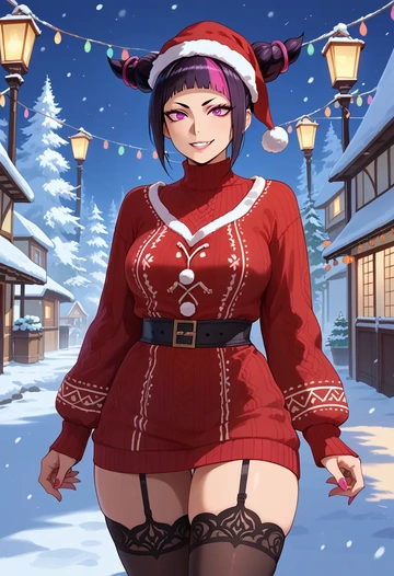 street_fighter,han_juri,sweater,stockings,Thigh garters  - AI generated anime art